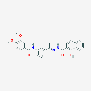 molecular formula C28H25N3O5 B4607393 N-{3-[N-(1-hydroxy-2-naphthoyl)ethanehydrazonoyl]phenyl}-3,4-dimethoxybenzamide 