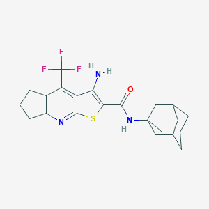 molecular formula C22H24F3N3OS B460747 N-(1-adamantyl)-3-amino-4-(trifluoromethyl)-6,7-dihydro-5H-cyclopenta[b]thieno[3,2-e]pyridine-2-carboxamide CAS No. 664999-36-4