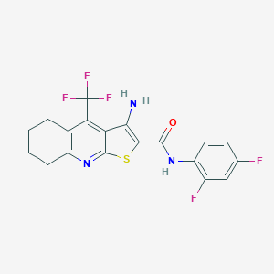 molecular formula C19H14F5N3OS B460748 3-amino-N-(2,4-difluorophenyl)-4-(trifluoromethyl)-5,6,7,8-tetrahydrothieno[2,3-b]quinoline-2-carboxamide CAS No. 626227-71-2