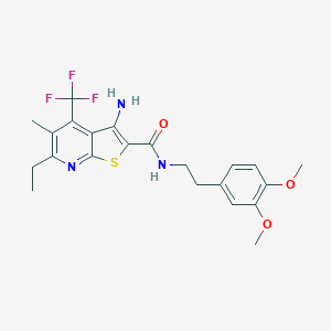 molecular formula C22H24F3N3O3S B460749 3-amino-N-[2-(3,4-dimethoxyphenyl)ethyl]-6-ethyl-5-methyl-4-(trifluoromethyl)thieno[2,3-b]pyridine-2-carboxamide CAS No. 664999-40-0