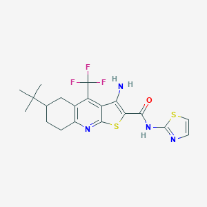 molecular formula C20H21F3N4OS2 B460751 3-amino-6-tert-butyl-N-(1,3-thiazol-2-yl)-4-(trifluoromethyl)-5,6,7,8-tetrahydrothieno[2,3-b]quinoline-2-carboxamide CAS No. 664999-41-1