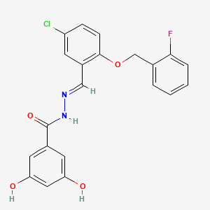 N'-{5-chloro-2-[(2-fluorobenzyl)oxy]benzylidene}-3,5-dihydroxybenzohydrazide