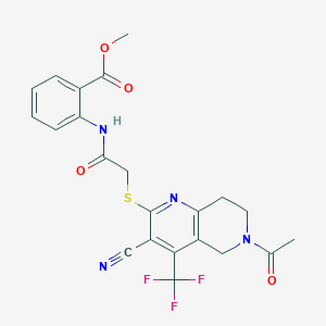 molecular formula C22H19F3N4O4S B460752 methyl 2-[[2-[[6-acetyl-3-cyano-4-(trifluoromethyl)-7,8-dihydro-5H-1,6-naphthyridin-2-yl]sulfanyl]acetyl]amino]benzoate CAS No. 664999-43-3