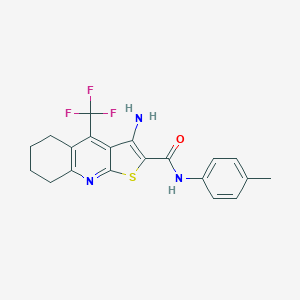 molecular formula C20H18F3N3OS B460756 3-amino-N-(4-methylphenyl)-4-(trifluoromethyl)-5,6,7,8-tetrahydrothieno[2,3-b]quinoline-2-carboxamide CAS No. 626227-84-7
