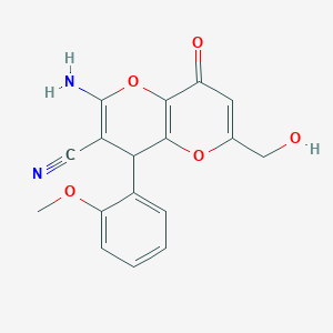 molecular formula C17H14N2O5 B460767 2-Amino-6-(hydroxymethyl)-4-(2-methoxyphenyl)-8-oxo-4,8-dihydropyrano[3,2-b]pyran-3-carbonitrile CAS No. 698977-48-9