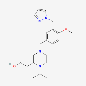 molecular formula C21H32N4O2 B4607671 2-{1-isopropyl-4-[4-methoxy-3-(1H-pyrazol-1-ylmethyl)benzyl]-2-piperazinyl}ethanol 