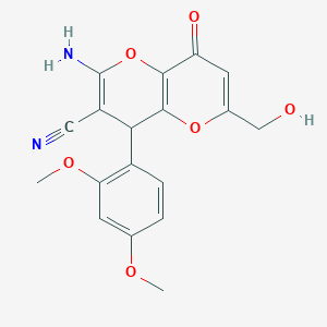 molecular formula C18H16N2O6 B460771 2-Amino-4-(2,4-dimethoxyphenyl)-6-(hydroxymethyl)-8-oxo-4,8-dihydropyrano[3,2-b]pyran-3-carbonitrile CAS No. 876709-84-1