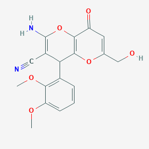 molecular formula C18H16N2O6 B460772 2-Amino-4-(2,3-dimethoxyphenyl)-6-(hydroxymethyl)-8-oxo-4,8-dihydropyrano[3,2-b]pyran-3-carbonitrile CAS No. 674805-35-7
