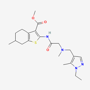 molecular formula C21H30N4O3S B4607720 methyl 2-({N-[(1-ethyl-5-methyl-1H-pyrazol-4-yl)methyl]-N-methylglycyl}amino)-6-methyl-4,5,6,7-tetrahydro-1-benzothiophene-3-carboxylate 