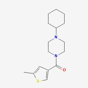 molecular formula C16H24N2OS B4607731 (4-CYCLOHEXYLPIPERAZINO)(5-METHYL-3-THIENYL)METHANONE 