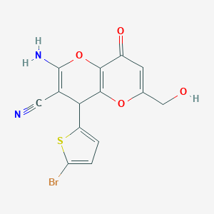 molecular formula C14H9BrN2O4S B460775 2-Amino-4-(5-bromo-2-thienyl)-6-(hydroxymethyl)-8-oxo-4,8-dihydropyrano[3,2-b]pyran-3-carbonitrile CAS No. 664999-52-4