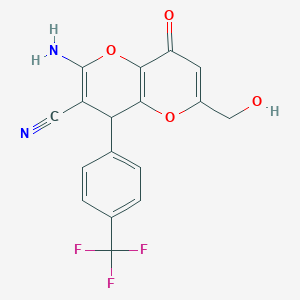 molecular formula C17H11F3N2O4 B460778 2-amino-6-(hydroxymethyl)-8-oxo-4-[4-(trifluoromethyl)phenyl]-4H-pyrano[3,2-b]pyran-3-carbonitrile CAS No. 664999-55-7