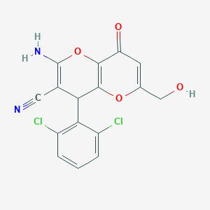 molecular formula C16H10Cl2N2O4 B460779 2-氨基-4-(2,6-二氯苯基)-6-(羟甲基)-8-氧代-4,8-二氢吡喃并[3,2-b]吡喃-3-腈 CAS No. 664999-54-6