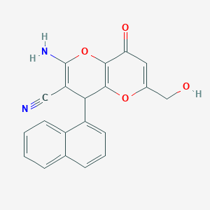 molecular formula C20H14N2O4 B460781 2-Amino-6-(hydroxymethyl)-4-(1-naphthyl)-8-oxo-4,8-dihydropyrano[3,2-b]pyran-3-carbonitrile CAS No. 194282-58-1