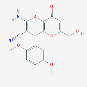 molecular formula C18H16N2O6 B460782 2-氨基-4-(2,5-二甲氧基苯基)-6-(羟甲基)-8-氧代-4,8-二氢吡喃并[3,2-b]吡喃-3-腈 CAS No. 876709-89-6