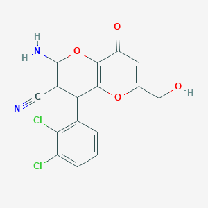 molecular formula C16H10Cl2N2O4 B460785 2-Amino-4-(2,3-dichlorophenyl)-6-(hydroxymethyl)-8-oxo-4,8-dihydropyrano[3,2-b]pyran-3-carbonitrile 