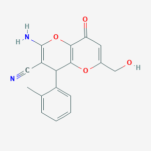 molecular formula C17H14N2O4 B460788 2-Amino-6-(hydroxymethyl)-4-(2-methylphenyl)-8-oxo-4,8-dihydropyrano[3,2-b]pyran-3-carbonitrile CAS No. 876709-95-4