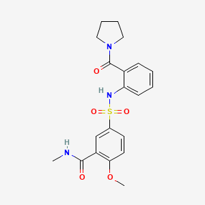 molecular formula C20H23N3O5S B4607881 2-methoxy-N-methyl-5-({[2-(1-pyrrolidinylcarbonyl)phenyl]amino}sulfonyl)benzamide 