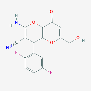 2-Amino-4-(2,5-difluorophenyl)-6-(hydroxymethyl)-8-oxo-4,8-dihydropyrano[3,2-b]pyran-3-carbonitrile