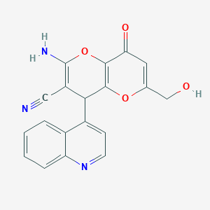molecular formula C19H13N3O4 B460791 2-Amino-6-(hydroxymethyl)-8-oxo-4-(4-quinolinyl)-4,8-dihydropyrano[3,2-b]pyran-3-carbonitrile 