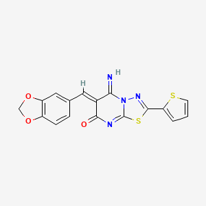 molecular formula C17H10N4O3S2 B4607916 (6Z)-6-(1,3-benzodioxol-5-ylmethylidene)-5-imino-2-thiophen-2-yl-[1,3,4]thiadiazolo[3,2-a]pyrimidin-7-one 