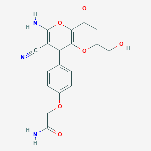 molecular formula C18H15N3O6 B460792 2-{4-[2-氨基-3-氰基-6-(羟甲基)-8-氧代-4,8-二氢吡喃并[3,2-b]吡喃-4-基]苯氧基}乙酰胺 CAS No. 876709-98-7