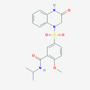 N-isopropyl-2-methoxy-5-[(3-oxo-3,4-dihydro-1(2H)-quinoxalinyl)sulfonyl]benzamide