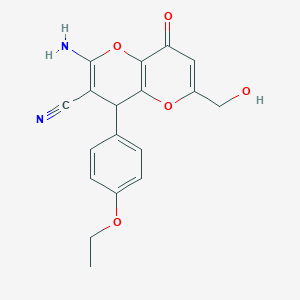 molecular formula C18H16N2O5 B460794 2-Amino-4-(4-ethoxyphenyl)-6-(hydroxymethyl)-8-oxo-4,8-dihydropyrano[3,2-b]pyran-3-carbonitrile CAS No. 876709-81-8