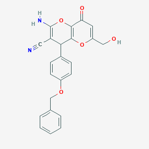 molecular formula C23H18N2O5 B460796 2-氨基-4-[4-(苄氧基)苯基]-6-(羟甲基)-8-氧代-4,8-二氢吡喃[3,2-b]吡喃-3-腈 CAS No. 664999-58-0