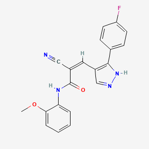 2-cyano-3-[3-(4-fluorophenyl)-1H-pyrazol-4-yl]-N-(2-methoxyphenyl)acrylamide