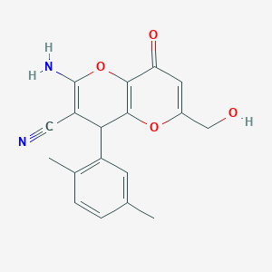 molecular formula C18H16N2O4 B460798 2-Amino-4-(2,5-dimethylphenyl)-6-(hydroxymethyl)-8-oxo-4,8-dihydropyrano[3,2-b]pyran-3-carbonitrile CAS No. 664999-59-1