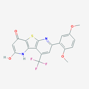 molecular formula C19H13F3N2O4S B460799 7-(2,5-dimethoxyphenyl)-4-hydroxy-9-(trifluoromethyl)pyrido[2',3':4,5]thieno[2,3-b]pyridin-2(1H)-one CAS No. 626227-93-8