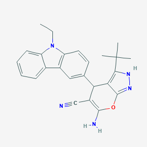 molecular formula C25H25N5O B460800 6-amino-3-tert-butyl-4-(9-ethyl-9H-carbazol-3-yl)-2,4-dihydropyrano[2,3-c]pyrazole-5-carbonitrile CAS No. 626228-03-3