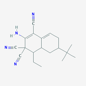 molecular formula C19H24N4 B460801 2-amino-6-tert-butyl-4-ethyl-4a,5,6,7-tetrahydro-1,3,3(4H)-naphthalenetricarbonitrile 