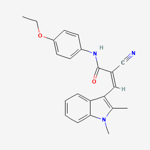 molecular formula C22H21N3O2 B4608031 (Z)-2-cyano-3-(1,2-dimethylindol-3-yl)-N-(4-ethoxyphenyl)prop-2-enamide 