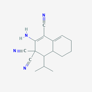 molecular formula C16H18N4 B460805 2-amino-4-isopropyl-4a,5,6,7-tetrahydro-1,3,3(4H)-naphthalenetricarbonitrile 