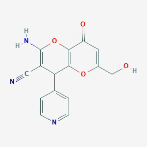 molecular formula C15H11N3O4 B460807 2-氨基-6-(羟甲基)-8-氧代-4-(4-吡啶基)-4,8-二氢吡喃并[3,2-b]吡喃-3-甲腈 CAS No. 625376-10-5