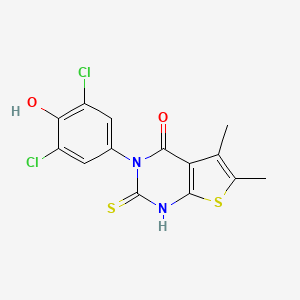 molecular formula C14H10Cl2N2O2S2 B4608075 3-(3,5-dichloro-4-hydroxyphenyl)-2-mercapto-5,6-dimethylthieno[2,3-d]pyrimidin-4(3H)-one 