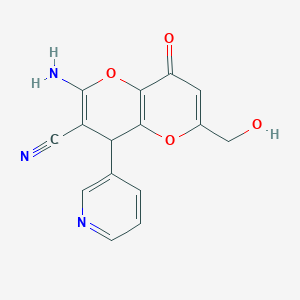 molecular formula C15H11N3O4 B460808 2-Amino-6-(hydroxymethyl)-8-oxo-4-(3-pyridinyl)-4,8-dihydropyrano[3,2-b]pyran-3-carbonitrile CAS No. 625376-09-2