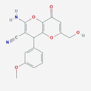 molecular formula C17H14N2O5 B460810 2-Amino-6-(hydroxymethyl)-4-(3-methoxyphenyl)-8-oxo-4,8-dihydropyrano[3,2-b]pyran-3-carbonitrile CAS No. 664999-61-5