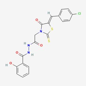 molecular formula C19H14ClN3O4S2 B4608164 N'-[2-[(5Z)-5-[(4-chlorophenyl)methylidene]-4-oxo-2-sulfanylidene-1,3-thiazolidin-3-yl]acetyl]-2-hydroxybenzohydrazide 