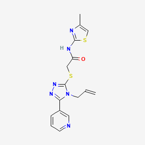 molecular formula C16H16N6OS2 B4608252 N-(4-methyl-1,3-thiazol-2-yl)-2-{[4-(prop-2-en-1-yl)-5-(pyridin-3-yl)-4H-1,2,4-triazol-3-yl]sulfanyl}acetamide 