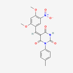 (5E)-5-(2,4-dimethoxy-5-nitrobenzylidene)-1-(4-methylphenyl)pyrimidine-2,4,6(1H,3H,5H)-trione