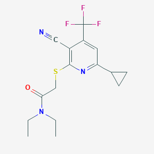 molecular formula C16H18F3N3OS B460828 2-{[3-cyano-6-cyclopropyl-4-(trifluoromethyl)-2-pyridinyl]sulfanyl}-N,N-diethylacetamide CAS No. 664999-71-7