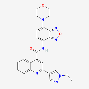 molecular formula C25H23N7O3 B4608301 2-(1-ETHYL-1H-PYRAZOL-4-YL)-N~4~-(7-MORPHOLINO-2,1,3-BENZOXADIAZOL-4-YL)-4-QUINOLINECARBOXAMIDE 