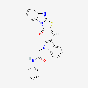 2-{3-[(E)-(3-oxo[1,3]thiazolo[3,2-a]benzimidazol-2(3H)-ylidene)methyl]-1H-indol-1-yl}-N-phenylacetamide