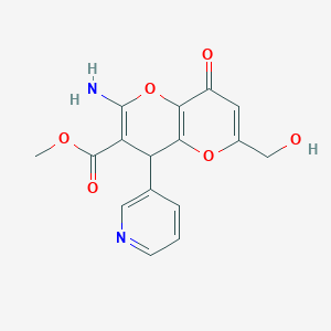 molecular formula C16H14N2O6 B460836 Methyl 2-amino-6-(hydroxymethyl)-8-oxo-4-(pyridin-3-yl)-4,8-dihydropyrano[3,2-b]pyran-3-carboxylate CAS No. 695214-83-6