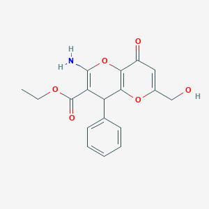 molecular formula C18H17NO6 B460837 Ethyl 2-amino-6-(hydroxymethyl)-8-oxo-4-phenyl-4,8-dihydropyrano[3,2-b]pyran-3-carboxylate CAS No. 194282-60-5