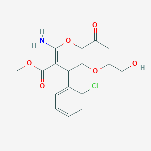 molecular formula C17H14ClNO6 B460842 Methyl 2-amino-4-(2-chlorophenyl)-6-(hydroxymethyl)-8-oxo-4,8-dihydropyrano[3,2-b]pyran-3-carboxylate CAS No. 825602-70-8