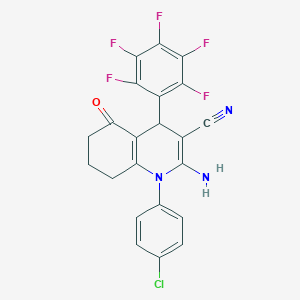 2-amino-1-(4-chlorophenyl)-5-oxo-4-(pentafluorophenyl)-1,4,5,6,7,8-hexahydro-3-quinolinecarbonitrile